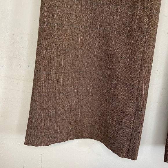 Y2K DELIAS woman's academia brown plaid pink trim flare leg casual pants slacks - Picture 6 of 8